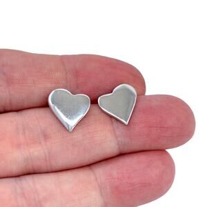 Estate Sterling Silver 925 Heart Stud Earrings